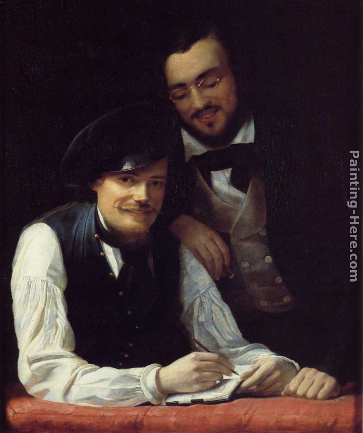 Self Portrait of the Artist with his Brother, Hermann painting - Franz Xavier Winterhalter Self Portrait of the Artist with his Brother, Hermann art painting